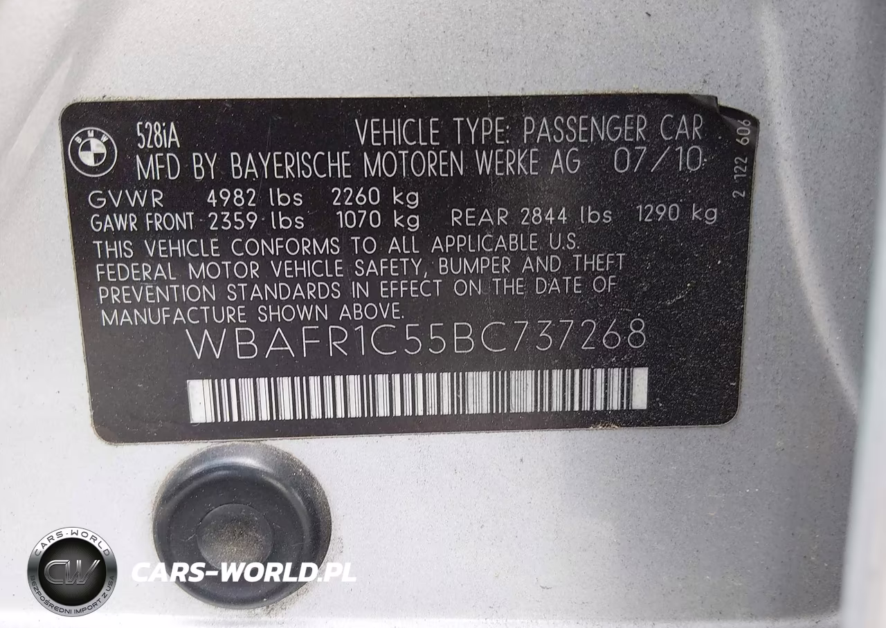 2011 BMW 528I VIN:WBAFR1C55BC737268 - 9