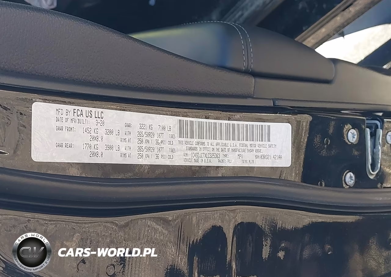 2020 Dodge Durango R-T Awd VIN:1C4SDJCTXLC325363 - 9