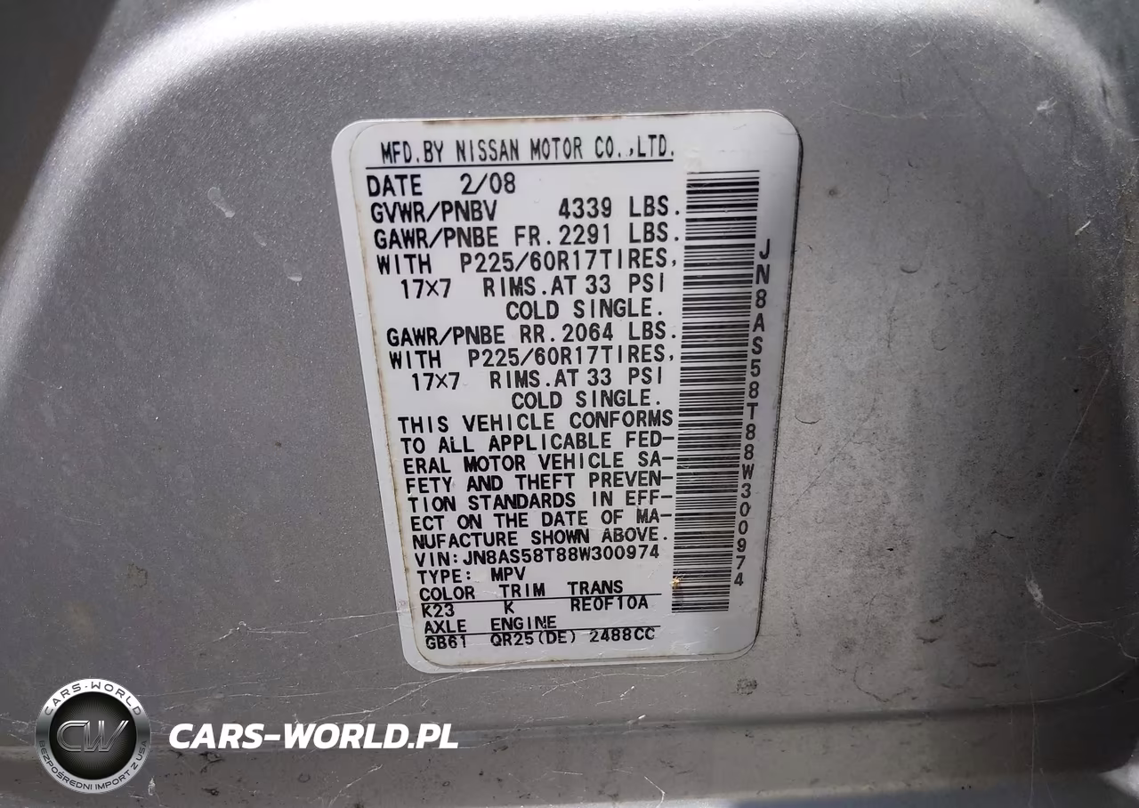 2008 Nissan Rogue Sl VIN:JN8AS58T88W300974 - 9