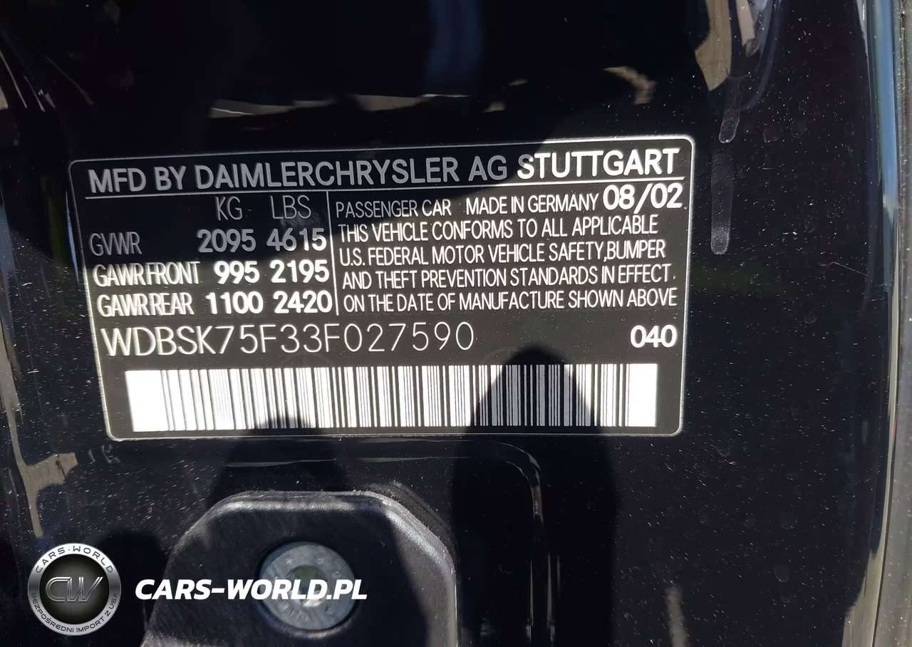 2003 Mercedes-Benz Sl 500 VIN:WDBSK75F33F027590 - 9