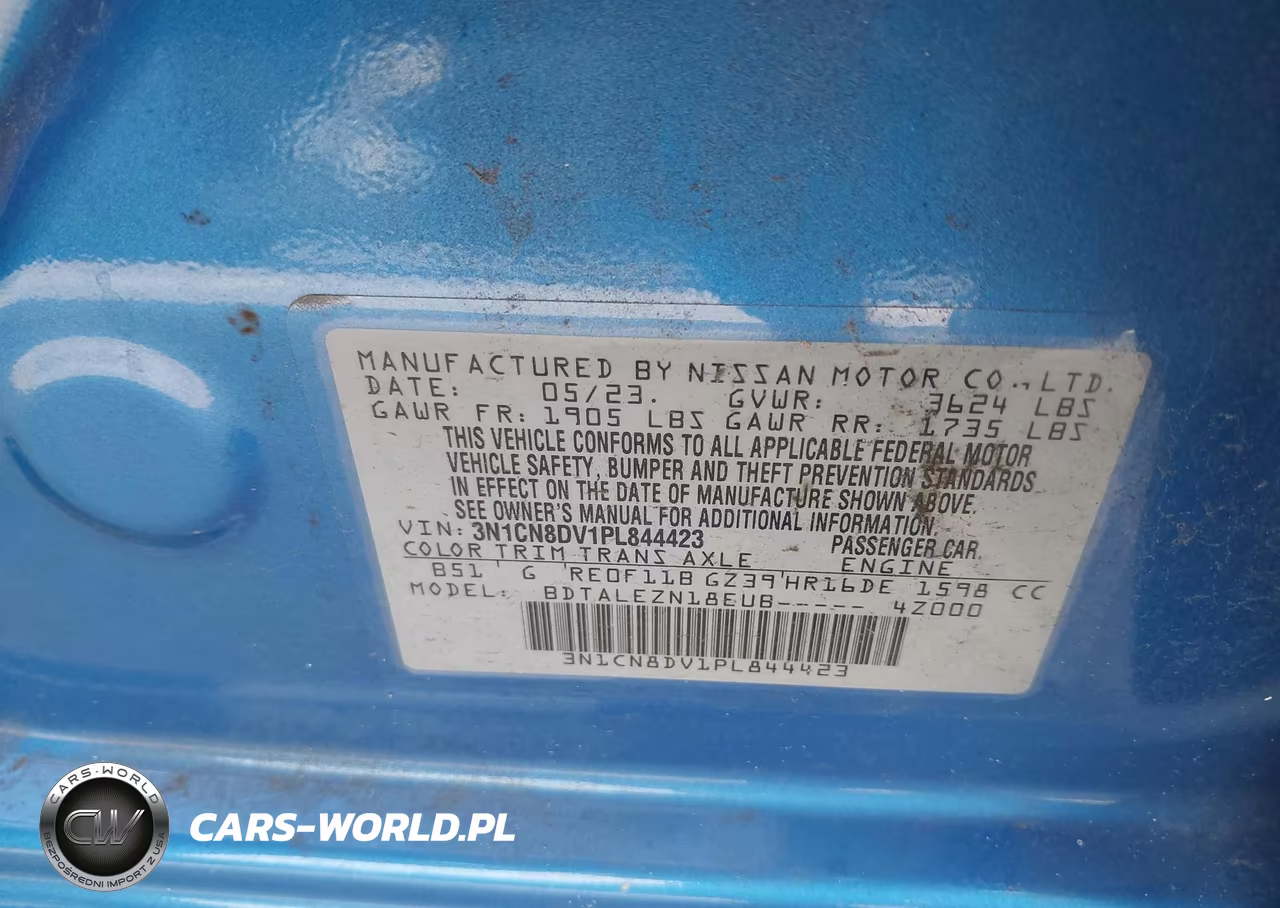 2023 Nissan Versa 1.6 S Xtronic Cvt VIN:3N1CN8DV1PL844423 - 9