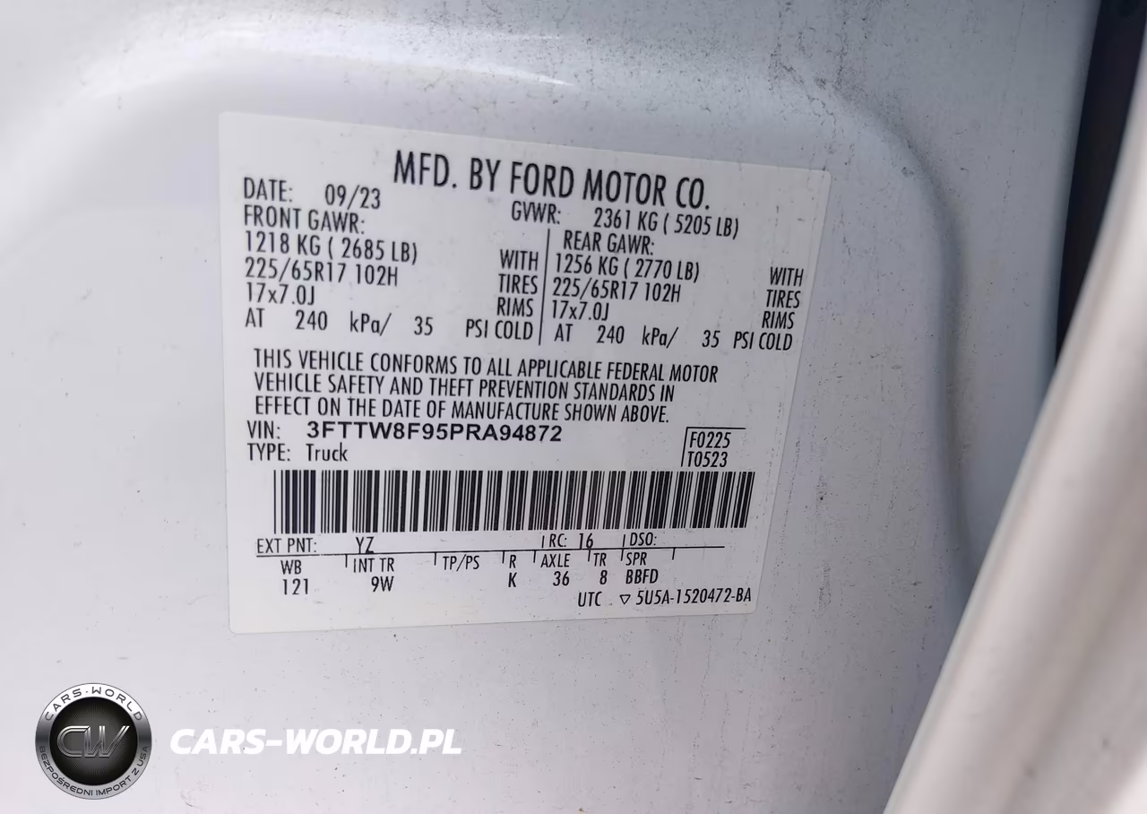 2023 Ford Maverick Xl VIN:3FTTW8F95PRA94872 - 9