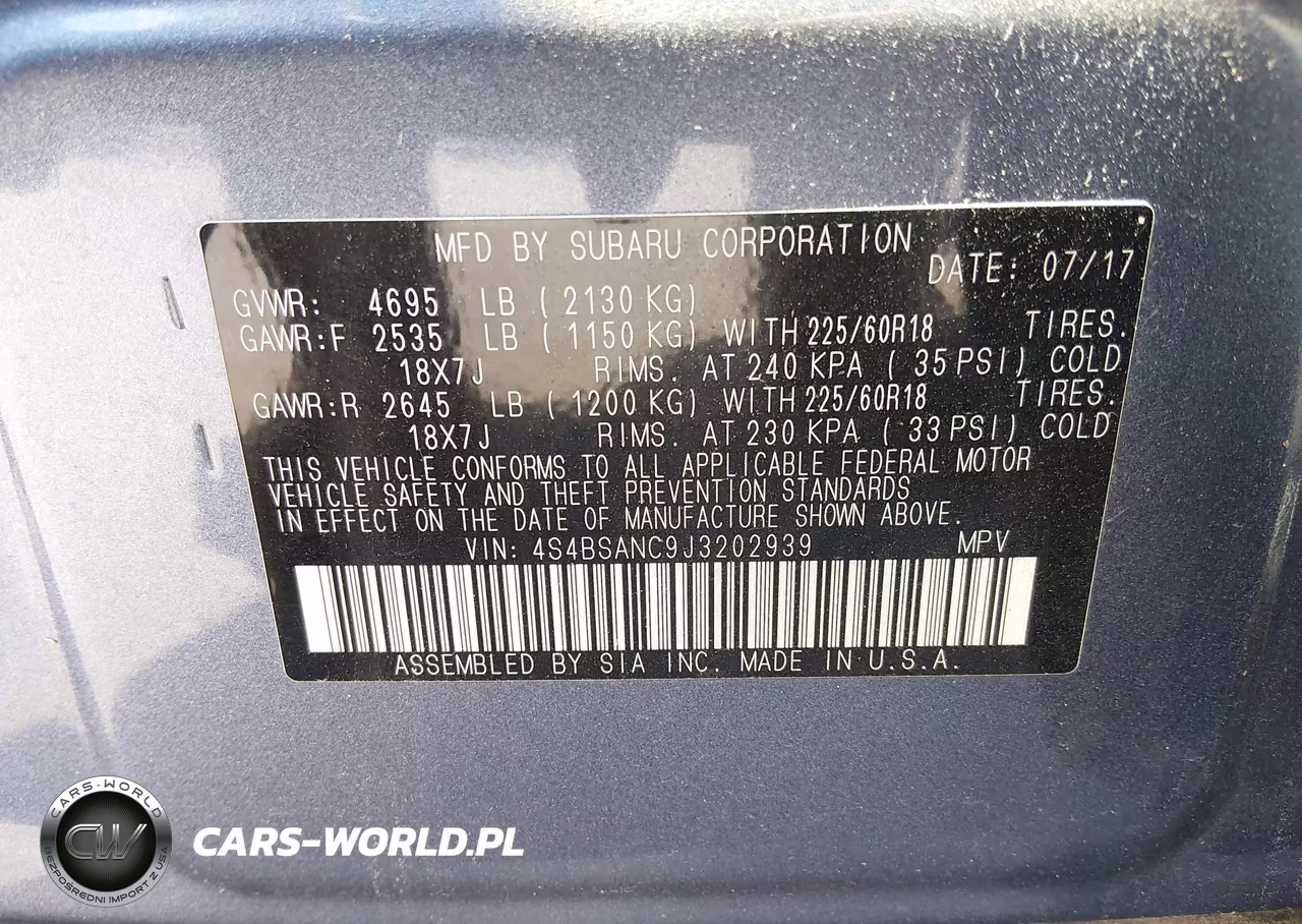 2018 Subaru Outback 2.5I Limited VIN:4S4BSANC9J3202939 - 9