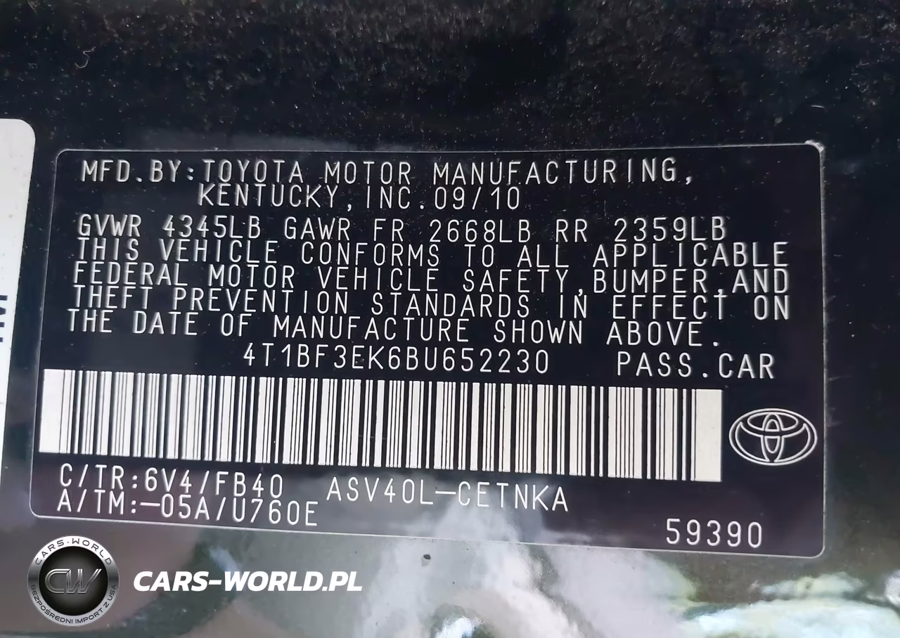 2011 Toyota Camry Le VIN:4T1BF3EK6BU652230 - 9