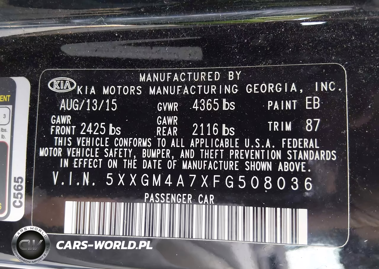 2015 Kia Optima Lx VIN:5XXGM4A7XFG508036 - 9