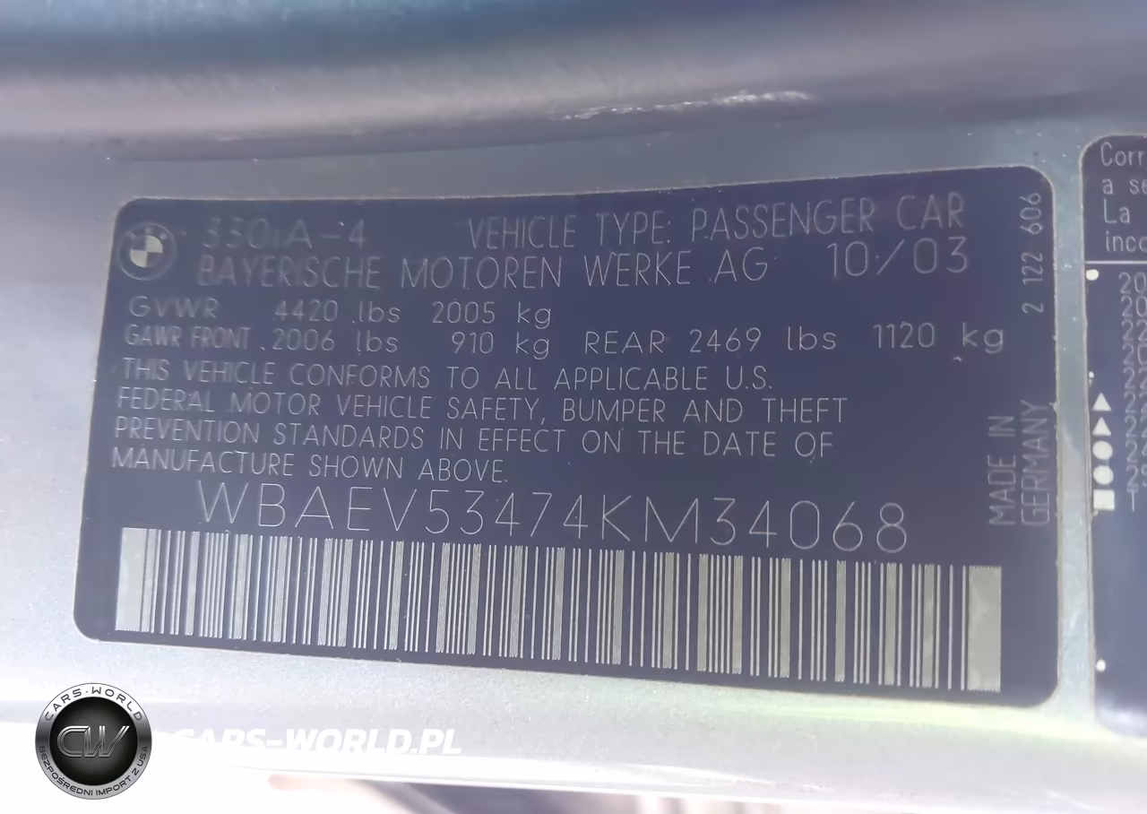 2004 BMW 330I VIN:WBAEV53474KM34068 - 9