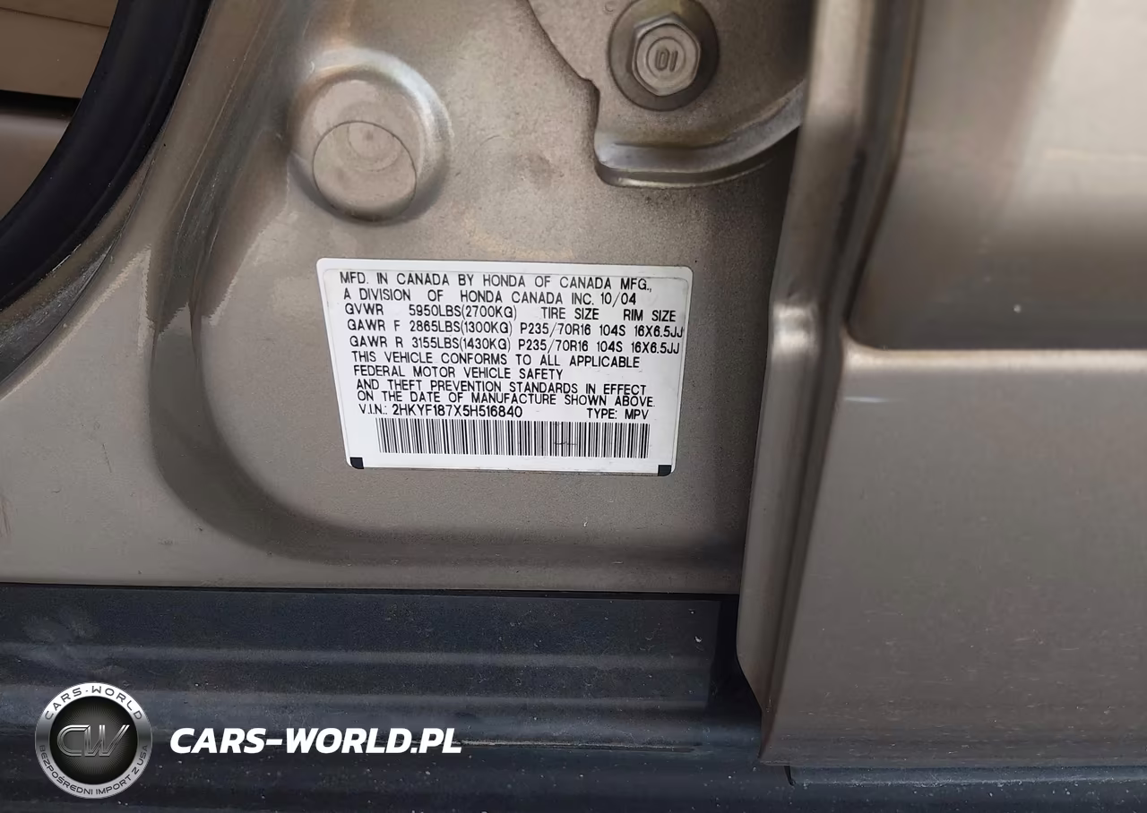 2005 Honda Pilot Ex-L VIN:2HKYF187X5H516840 - 9