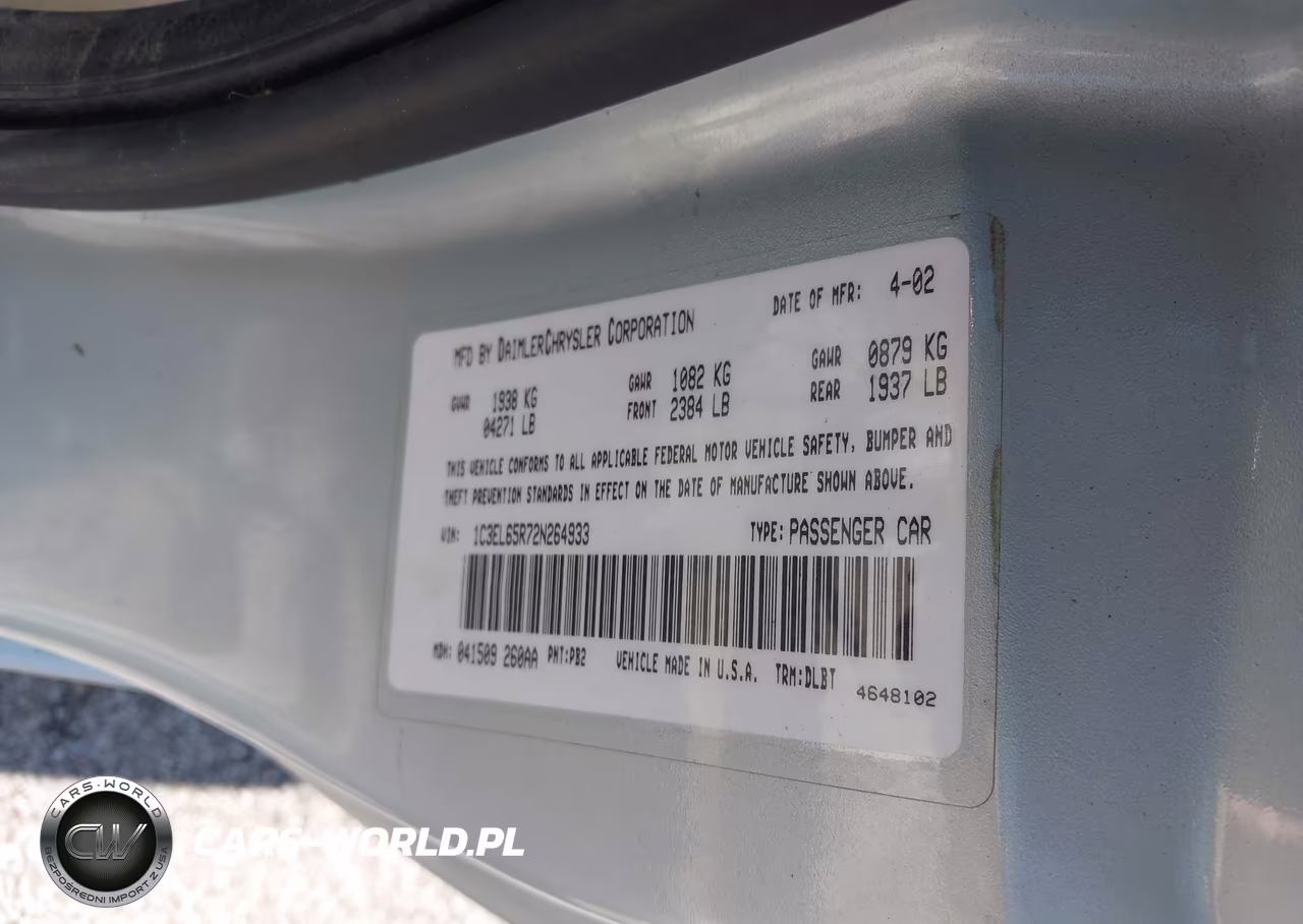 2002 Chrysler Sebring Limited VIN:1C3EL65R72N264933 - 9