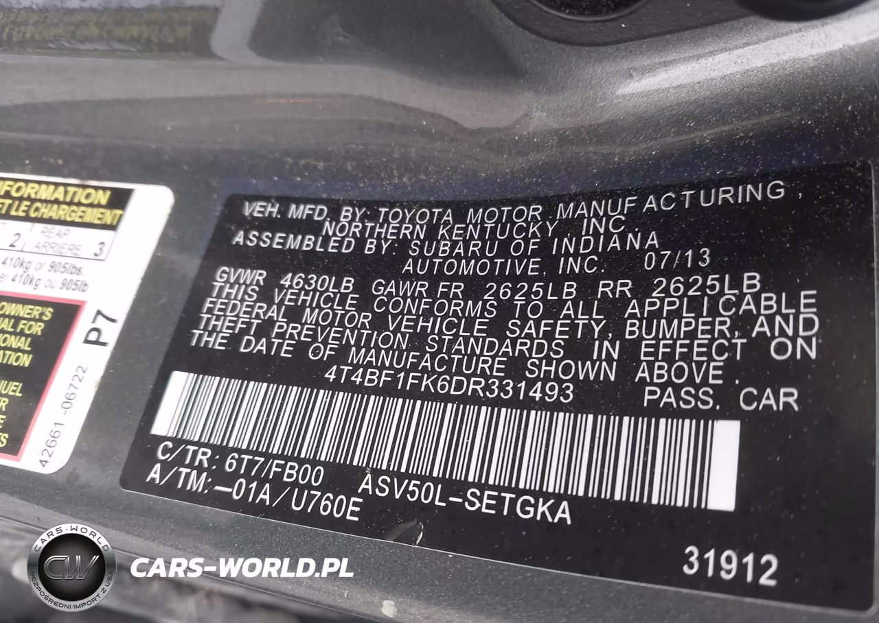 2013 Toyota Camry Xle VIN:4T4BF1FK6DR331493 - 9