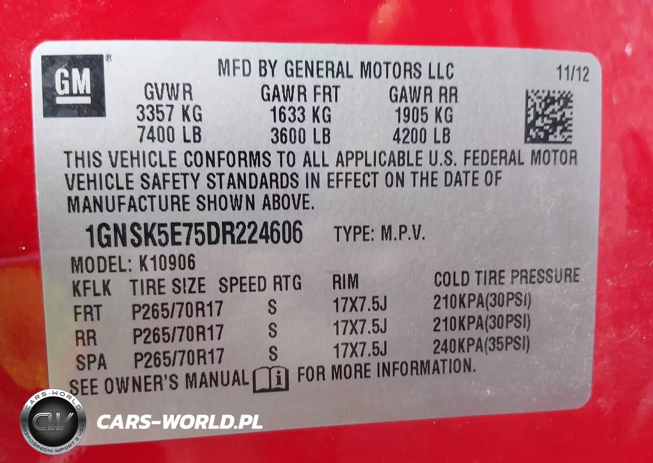 2013 Chevrolet Suburban Commercial VIN:1GNSK5E75DR224606 - 9