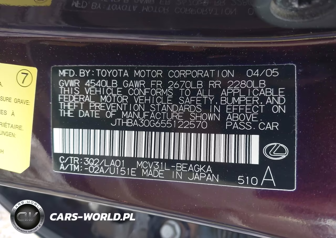 2005 Lexus Es 330 VIN:JTHBA30G655122570 - 9