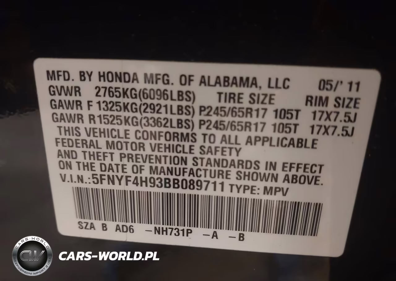 2011 Honda Pilot Touring VIN:5FNYF4H93BB089711 - 9