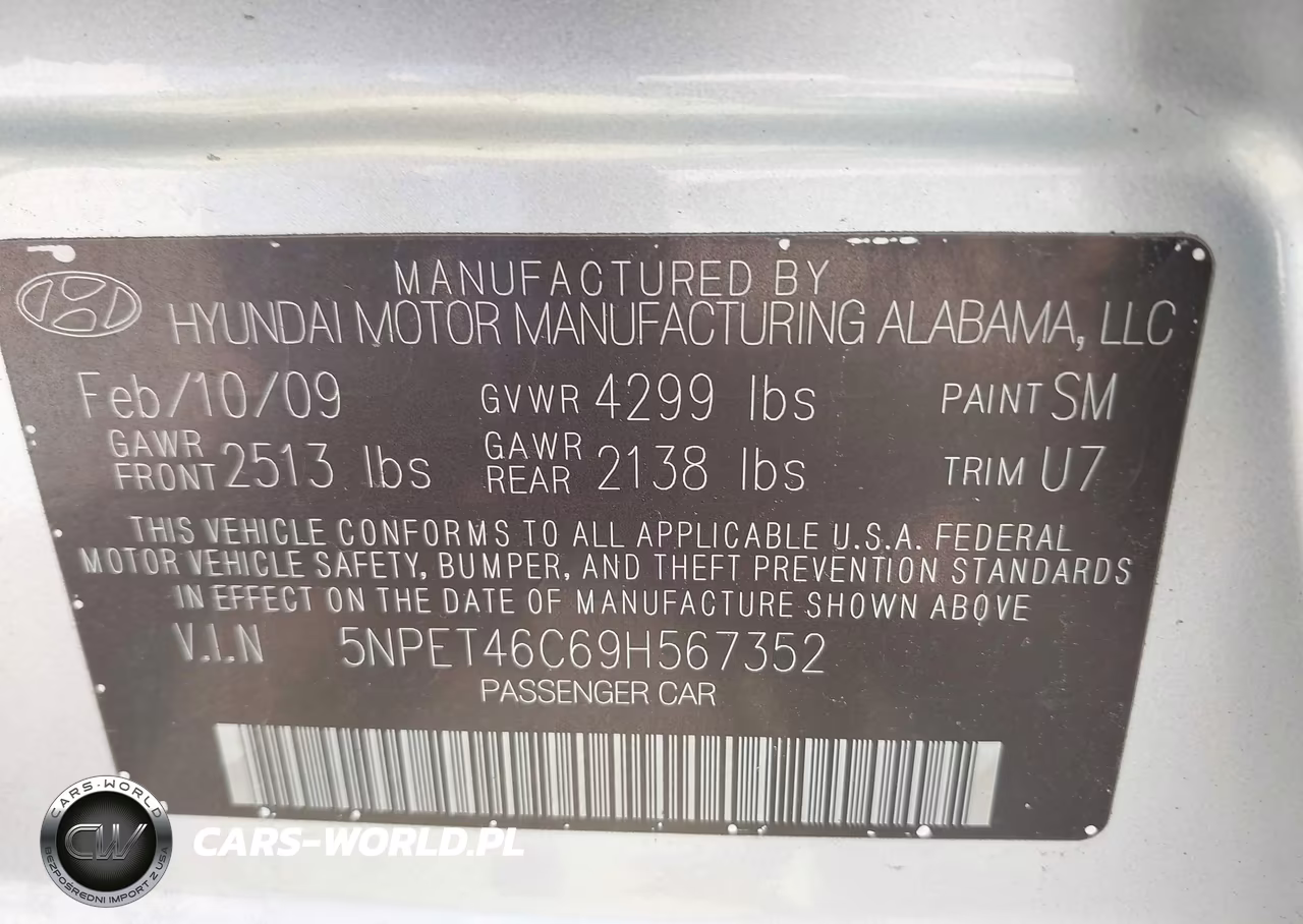 2009 Hyundai Sonata Gls VIN:5NPET46C69H567352 - 9