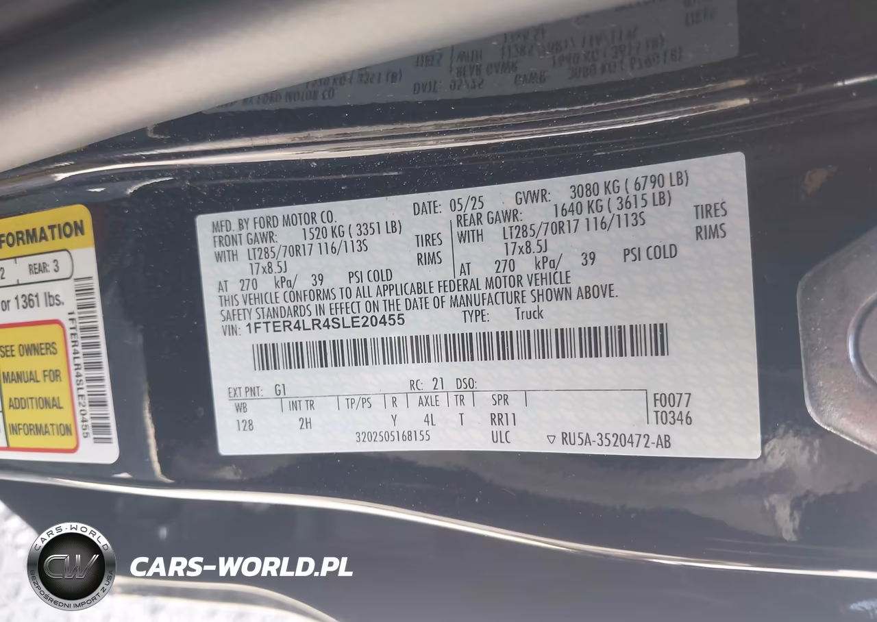2025 Ford Ranger Raptor VIN:1FTER4LR4SLE20455 - 9