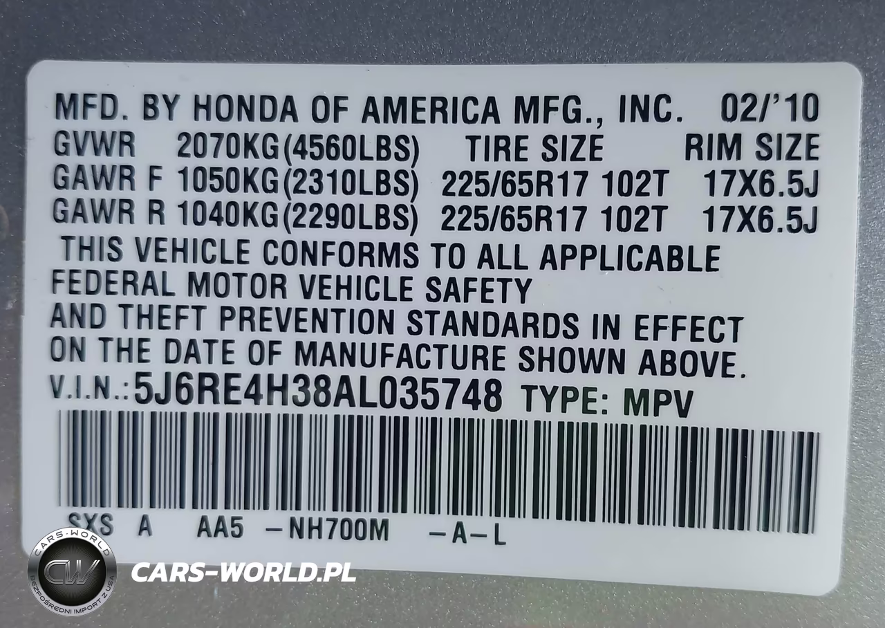 2010 Honda Cr-V Lx VIN:5J6RE4H38AL035748 - 9