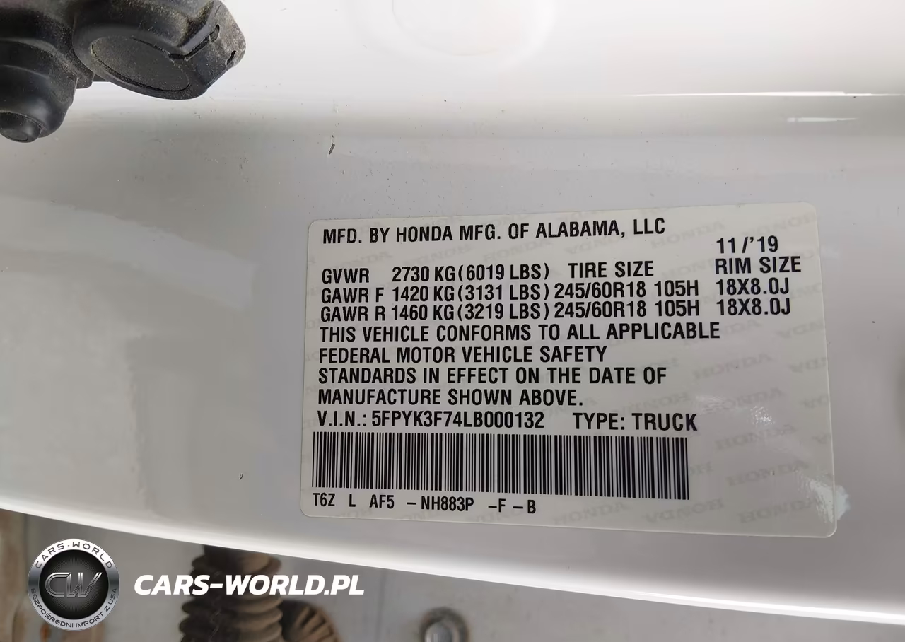 2020 Honda Ridgeline Rtl-E VIN:5FPYK3F74LB000132 - 9