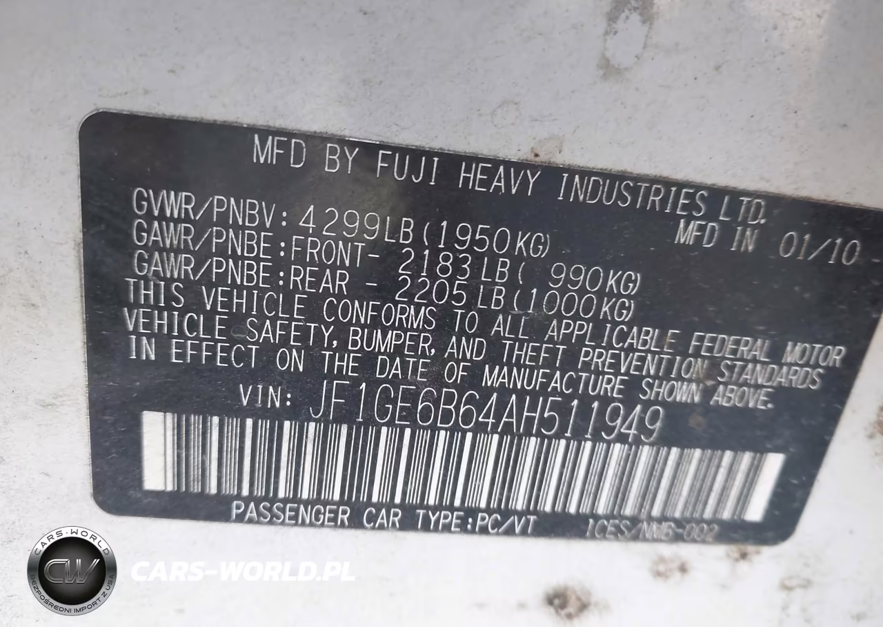 2010 Subaru Impreza 2.5I Premium VIN:JF1GE6B64AH511949 - 9