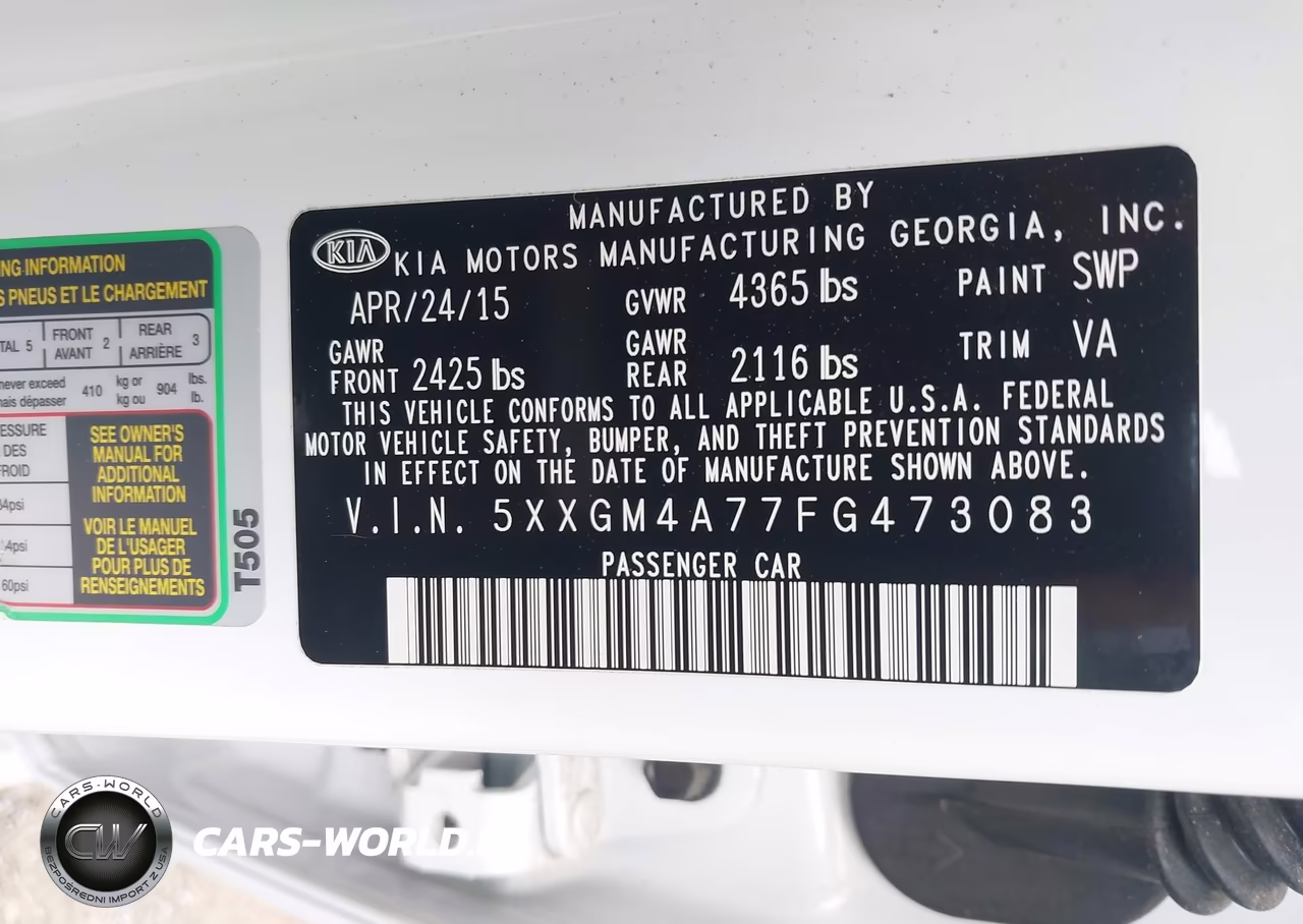 2015 Kia Optima Lx VIN:5XXGM4A77FG473083 - 9