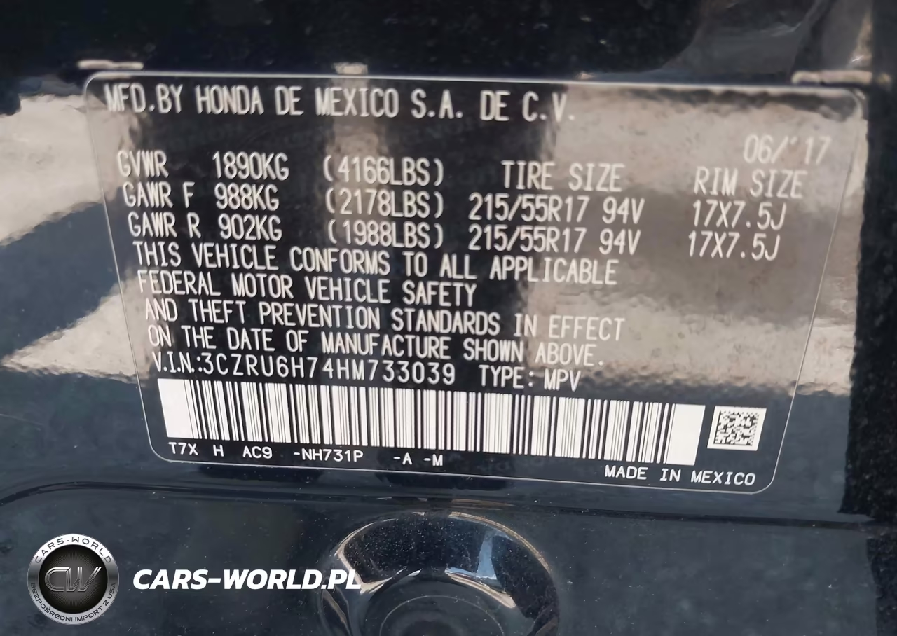2017 Honda Hr-V Ex-L VIN:3CZRU6H74HM733039 - 9