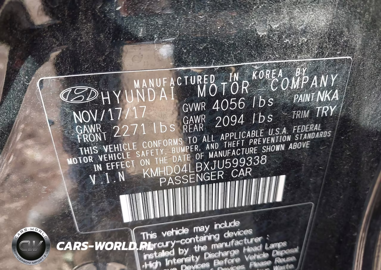 2018 Hyundai Elantra Sport VIN:KMHD04LBXJU599338 - 9