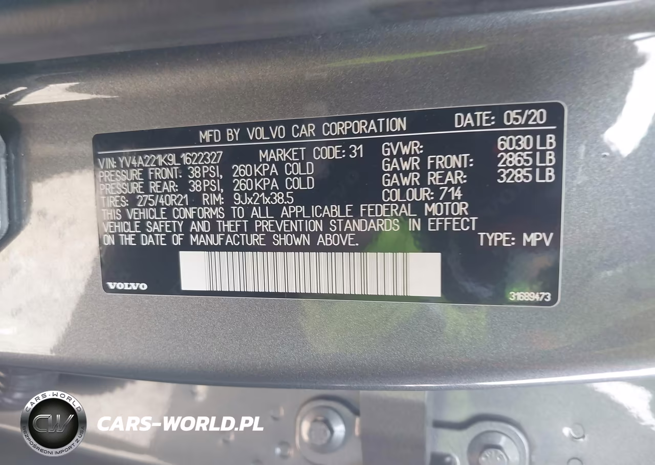 2020 Volvo Xc90 T6 Momentum 6 Passenger VIN:YV4A221K9L1622327 - 9