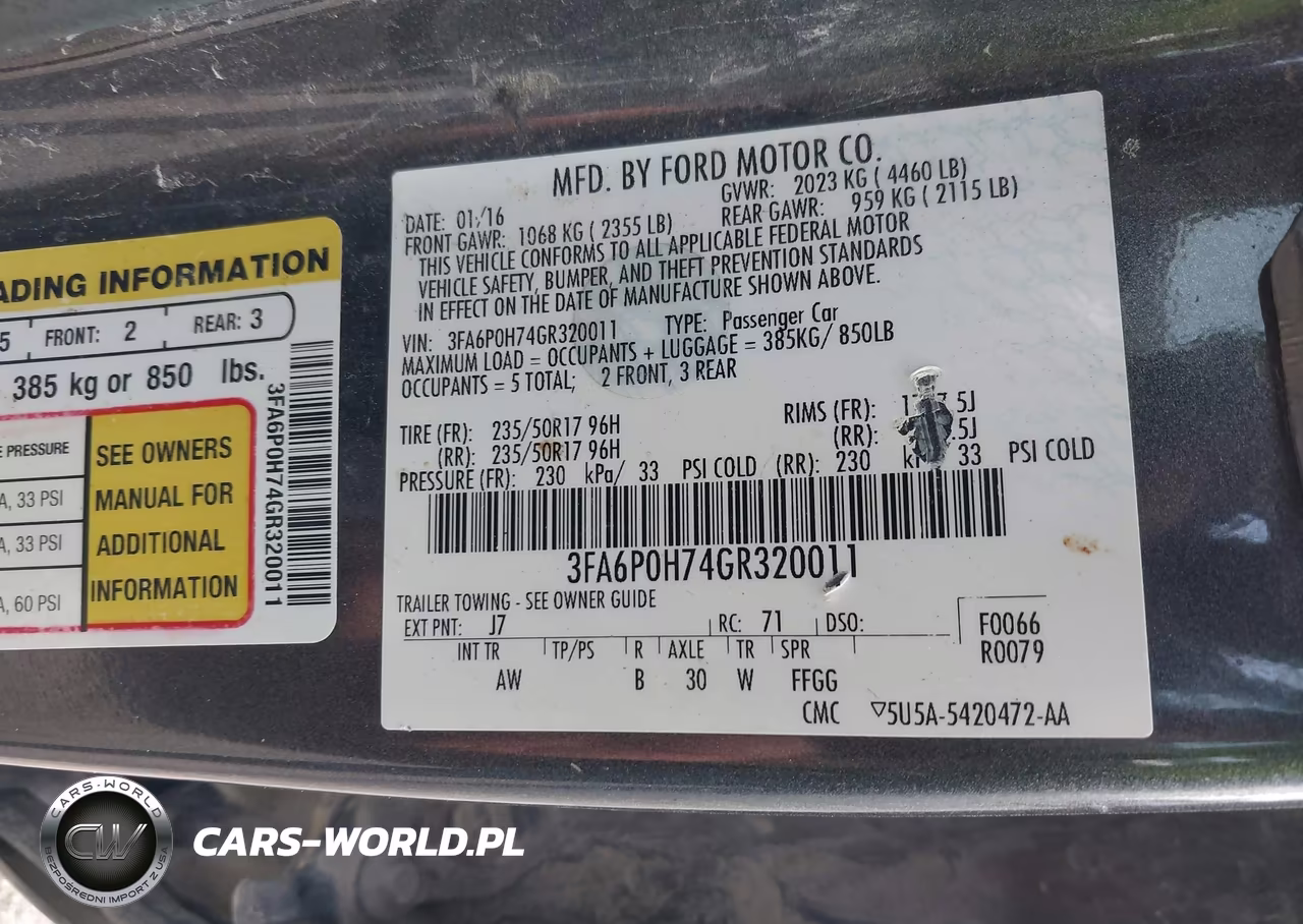 2016 Ford Fusion Se VIN:3FA6P0H74GR320011 - 9