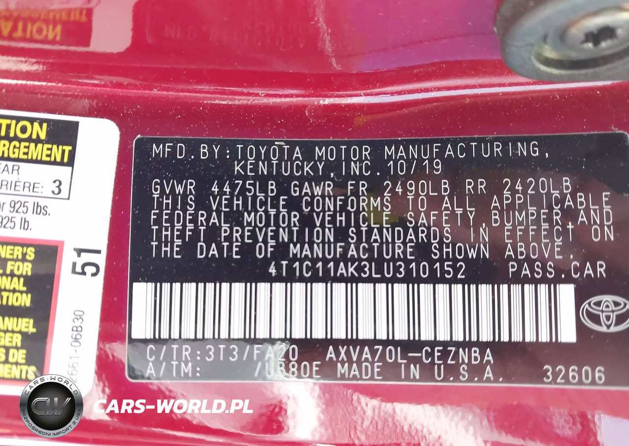 2020 Toyota Camry Le VIN:4T1C11AK3LU310152 - 9