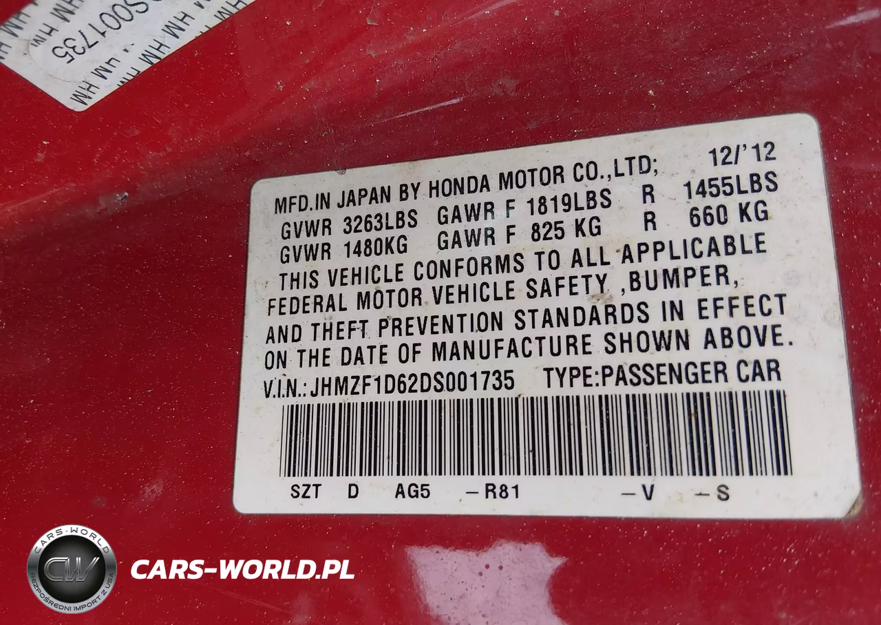 2013 Honda Cr-Z Ex VIN:JHMZF1D62DS001735 - 9