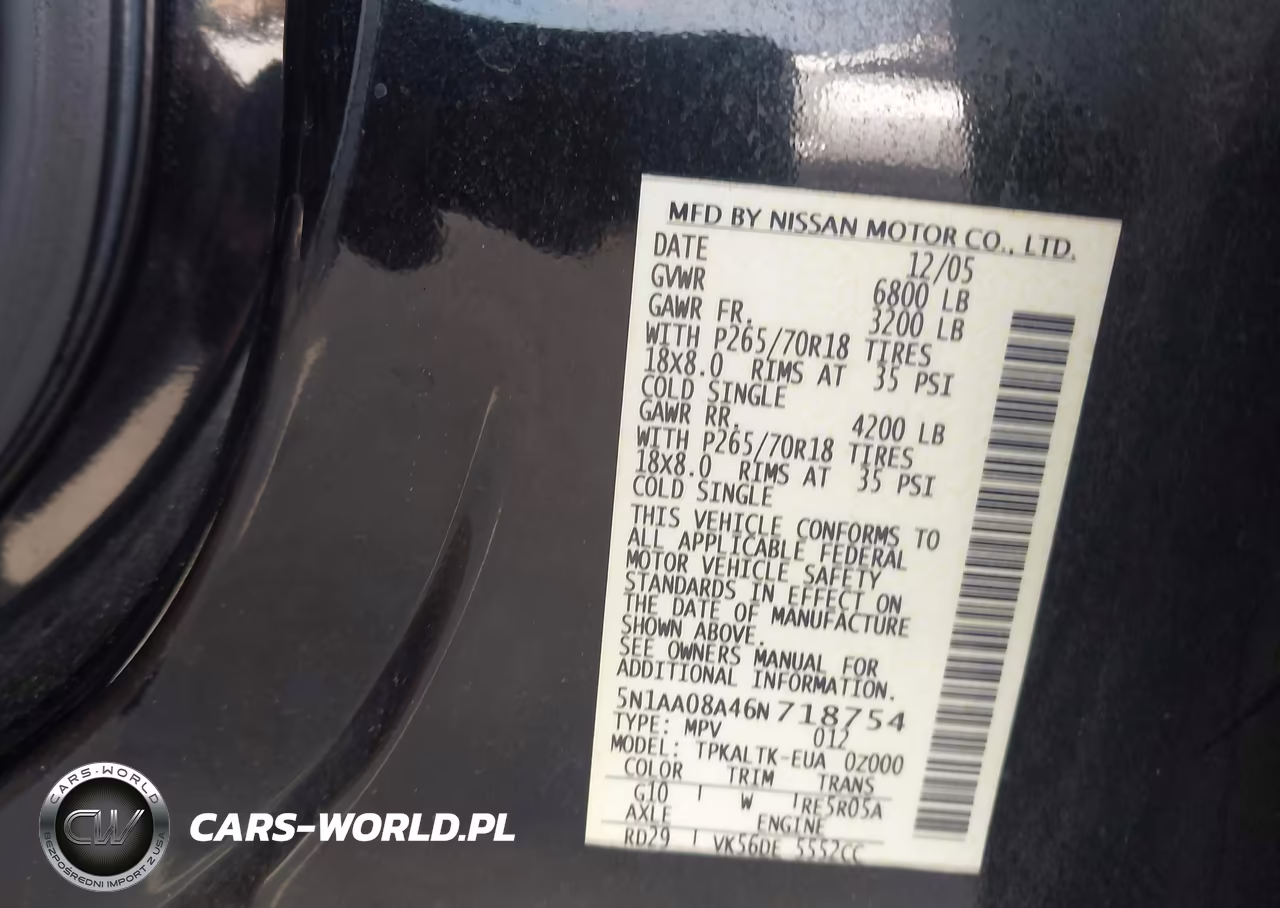2006 Nissan Armada Se VIN:5N1AA08A46N718754 - 9