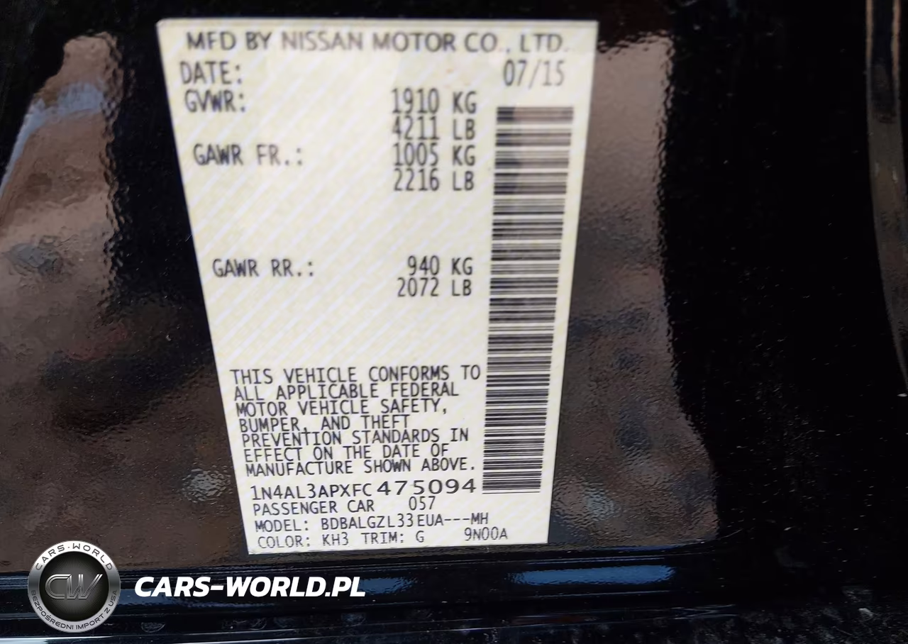 2015 Nissan Altima 2.5 S VIN:1N4AL3APXFC475094 - 9