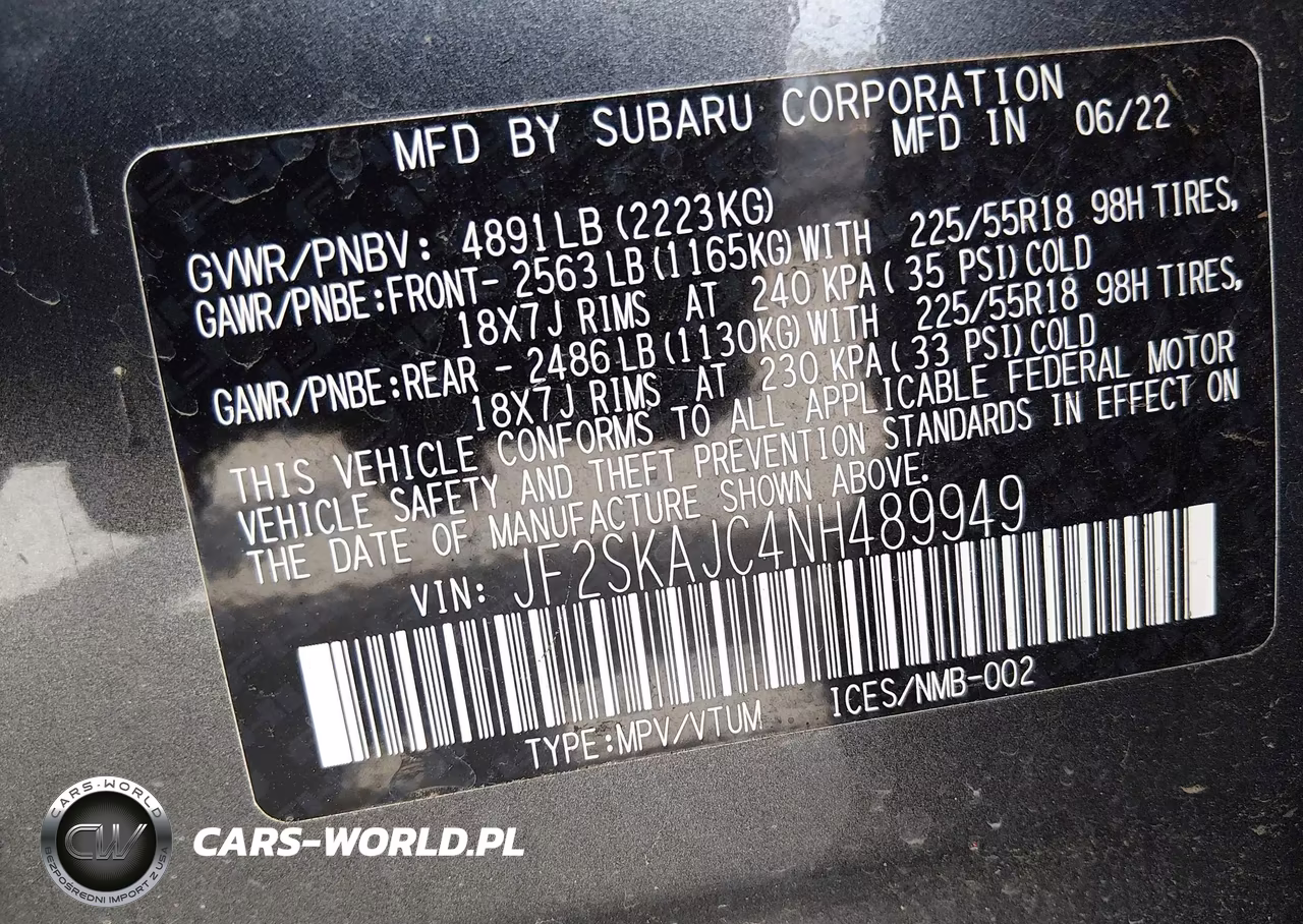 2022 Subaru Forester Sport VIN:JF2SKAJC4NH489949 - 9