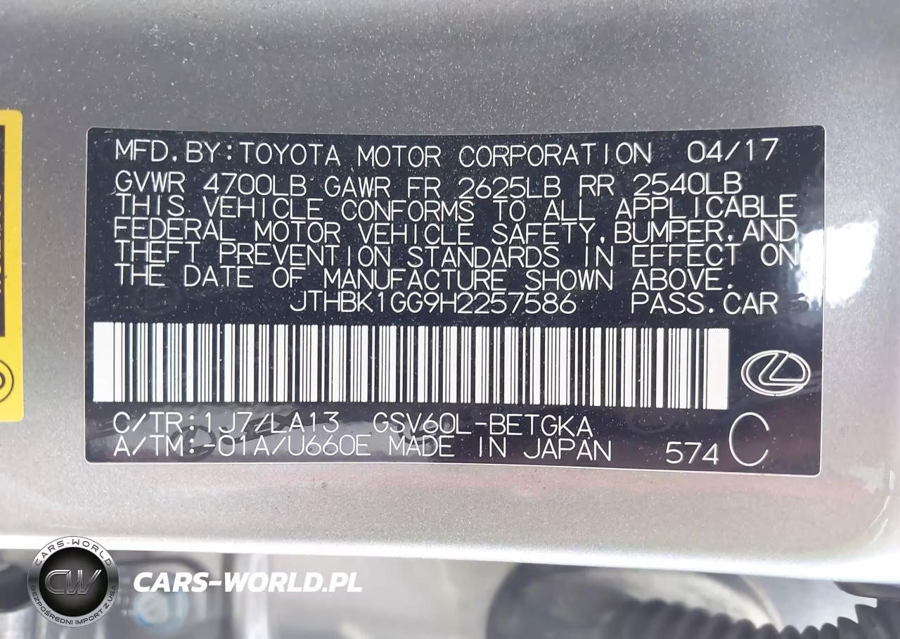 2017 Lexus Es 350 VIN:JTHBK1GG9H2257586 - 9