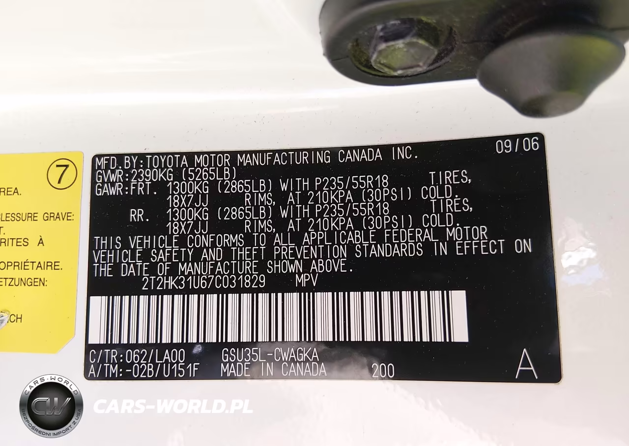 2007 Lexus Rx 350 VIN:2T2HK31U67C031829 - 9