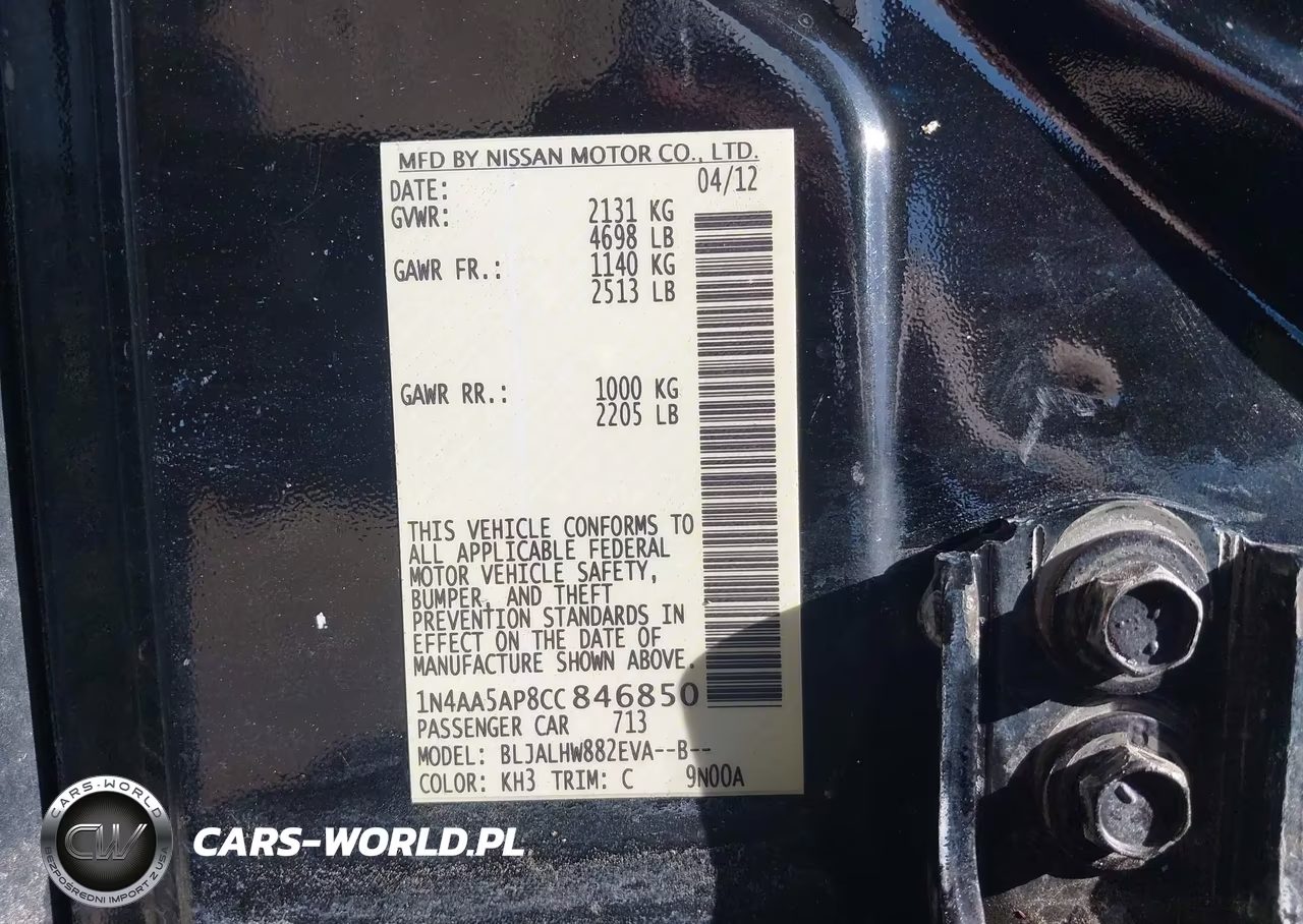 2012 Nissan Maxima 3.5 Sv VIN:1N4AA5AP8CC846850 - 9