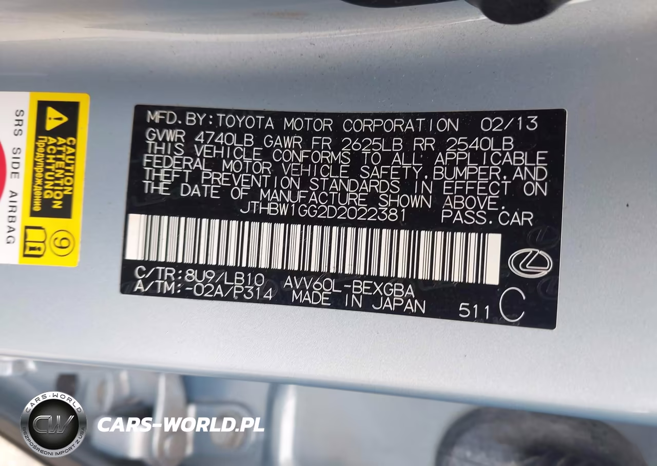 2013 Lexus Es 300H VIN:JTHBW1GG2D2022381 - 9