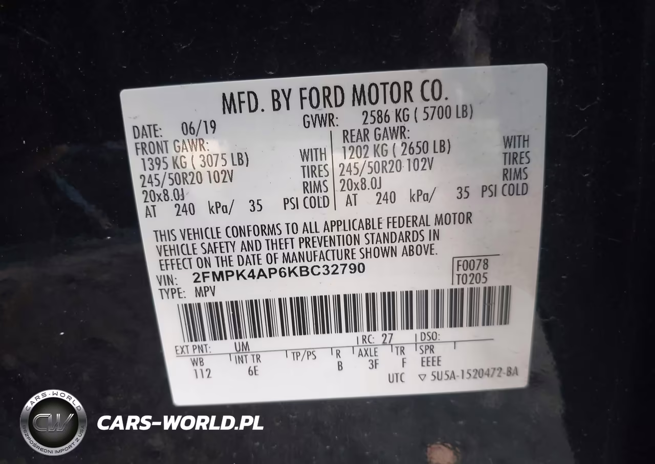 2019 Ford Edge St VIN:2FMPK4AP6KBC32790 - 9