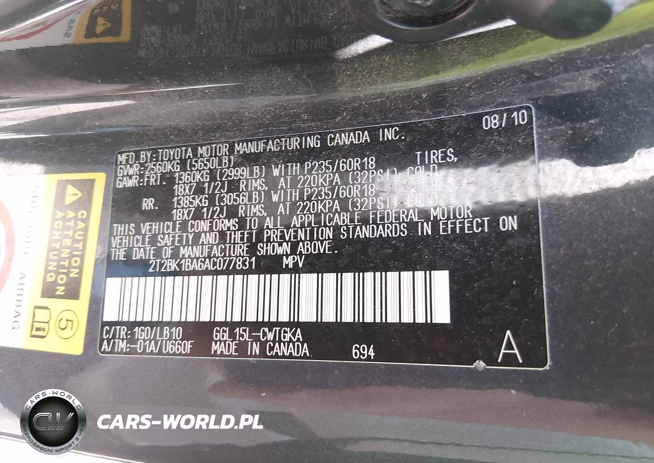 2010 Lexus Rx 350 VIN:2T2BK1BA6AC077831 - 9
