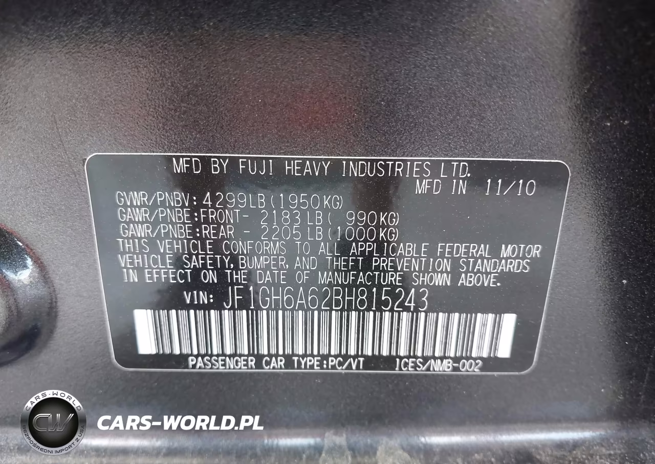 2011 Subaru Impreza 2.5I VIN:JF1GH6A62BH815243 - 9