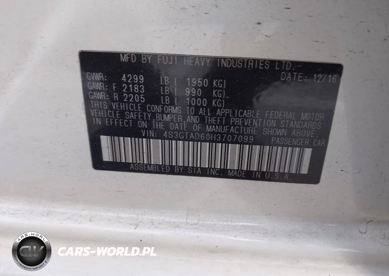 2017 Subaru Impreza 2.0I Premium VIN:4S3GTAD60H3707099 - 9