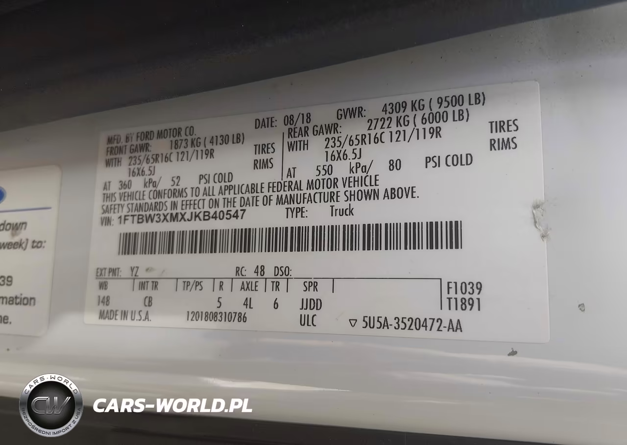 2018 Ford Transit-350 VIN:1FTBW3XMXJKB40547 - 9