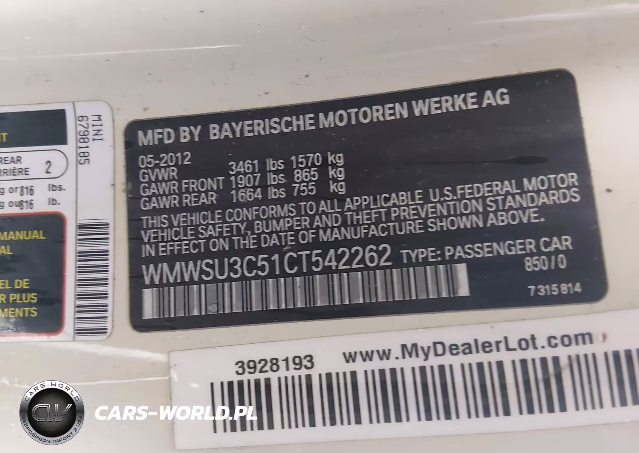 2012 Mini Cooper VIN:WMWSU3C51CT542262 - 9
