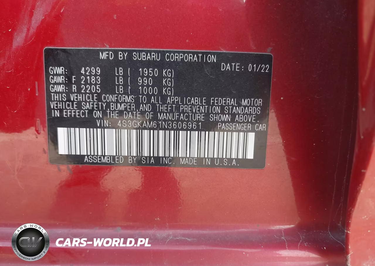 2022 Subaru Impreza Sport VIN:4S3GKAM61N3606961 - 9