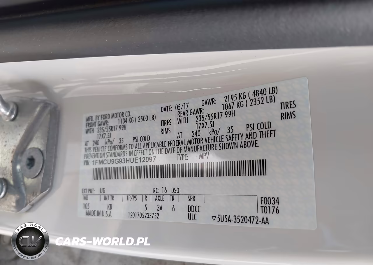 2017 Ford Escape Se VIN:1FMCU9G93HUE12097 - 6