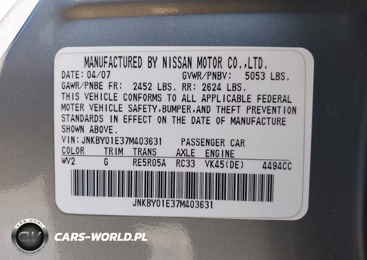 2007 Infiniti M45 VIN:JNKBY01E37M403631 - 9
