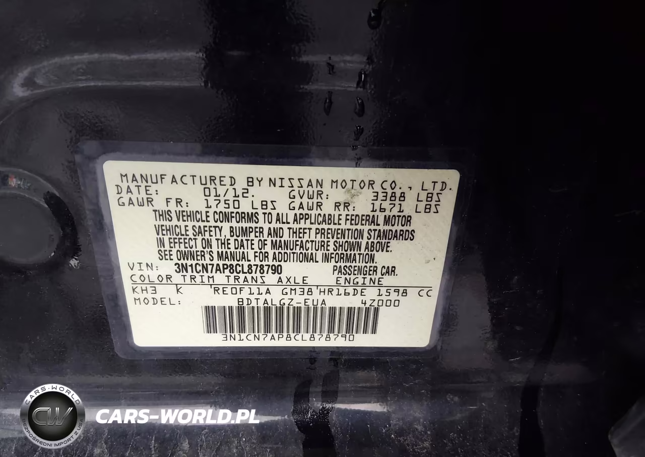 2012 Nissan Versa 1.6 Sl VIN:3N1CN7AP8CL878790 - 9