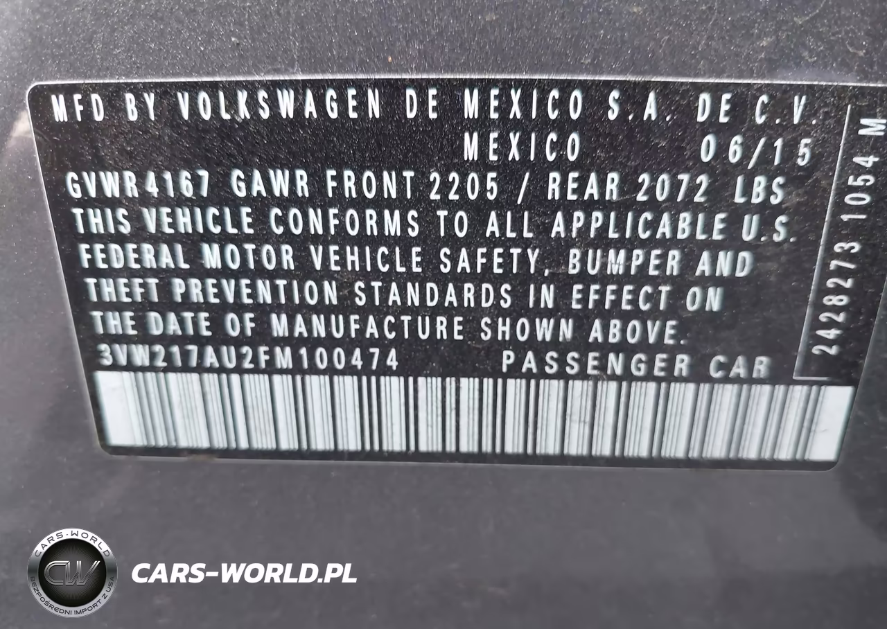 2015 Volkswagen Golf Tsi Sel 4-Door VIN:3VW217AU2FM100474 - 9