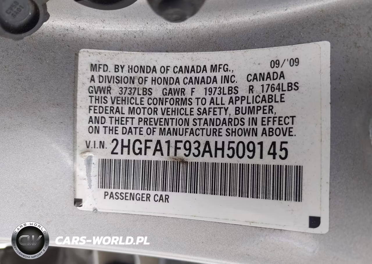 2010 Honda Civic Ex-L VIN:2HGFA1F93AH509145 - 9