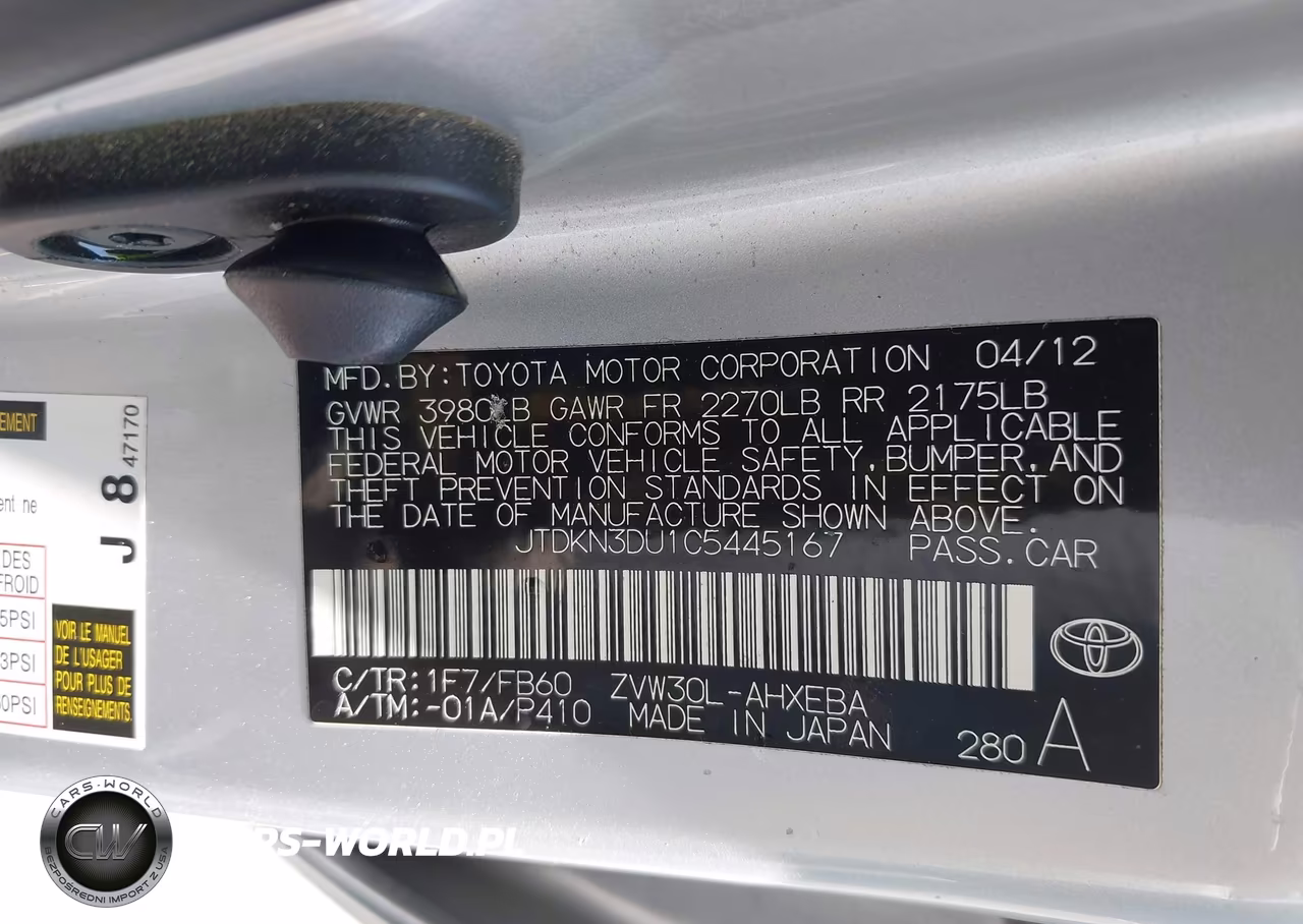2012 Toyota Prius Two VIN:JTDKN3DU1C5445167 - 9