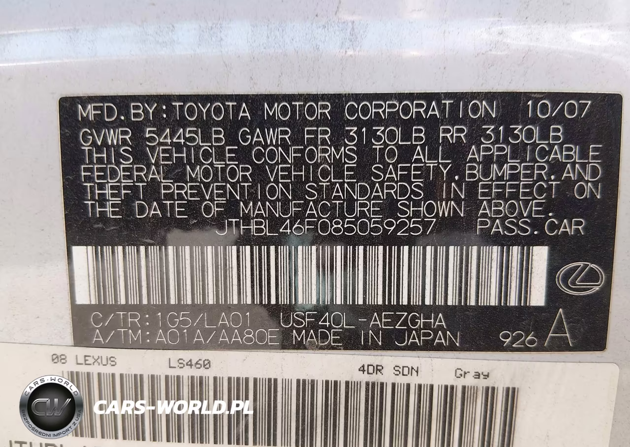 2008 Lexus Ls 460 VIN:JTHBL46F085059257 - 9
