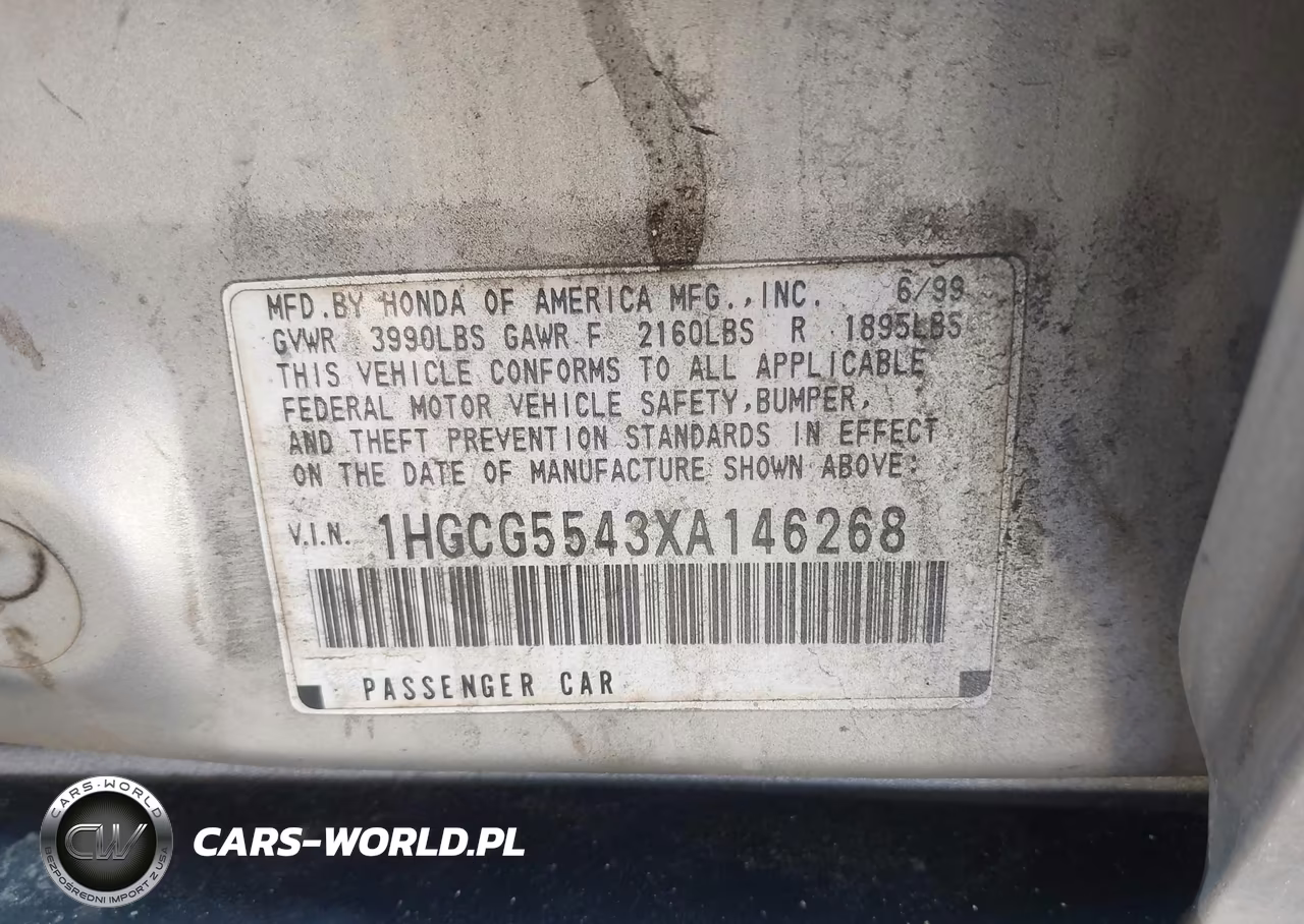 1999 Honda Accord Lx VIN:1HGCG5543XA146268 - 9